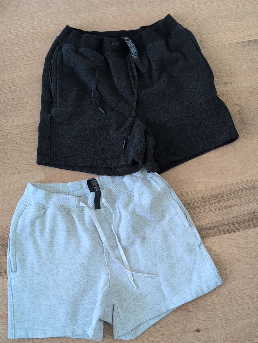 lululemon athletica Black and Light Gray Relaxed Knit Athletic Shorts Duo